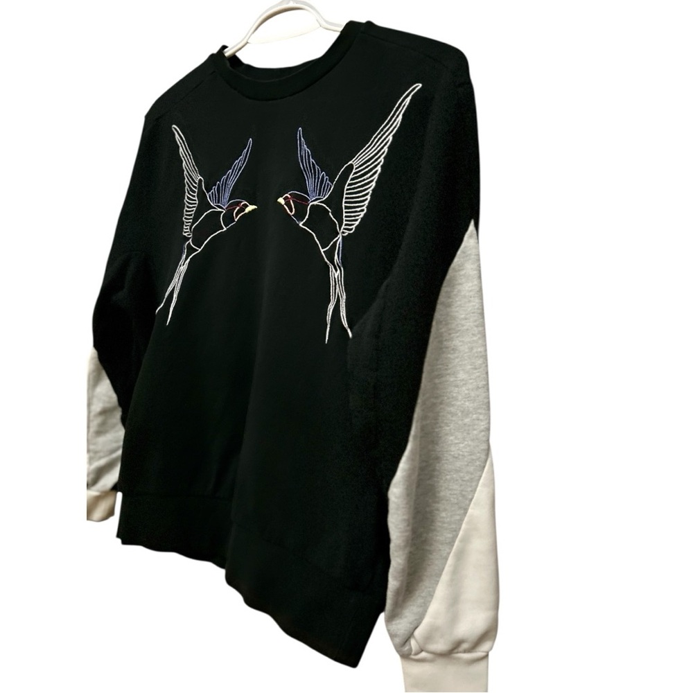 Iconic Stella McCartney Black Bird Embroidered Colorblock Sweatshirt XS IT38 - Picture 3 of 9